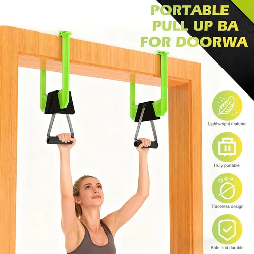 Vista 5 de 1 juego de barra de dominadas portátil, barra de dominadas ajustable para puerta desde casa fitness. Capacidad de carga superior a 330 libras sin
