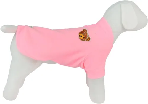 Vista 2 de Ropa de lujo para mascotas; blusa beige suave; ropa cálida de invierno para perros; bordado de oso