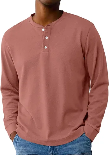Vista 10 de Camisas de verano para hombre, camiseta Henley de manga larga con botones, estilo casual, M-3XL