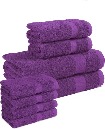 Vista 4 de Juego de toallas de 8 piezas, ultra suave, 100% algodón puro, 2 toallas de baño grandes de 28 x 56 pulgadas, 2 toallas de mano para baño de 16 x 26