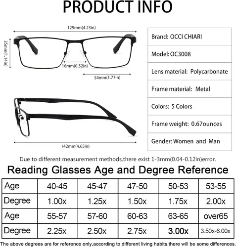 Vista 6 de OCCI CHIARI Lentes anti luz azul - Gafas de computadora y juegos para hombre (negro, sin aumento)