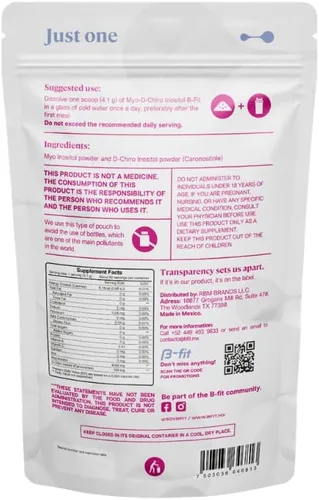 Vista 2 de B-fit Suplemento de inositol para mujeres - Myo & D-Chiro Inositol 40:1 para un equilibrio hormonal óptimo y apoyo a la ovulación - 60 porciones