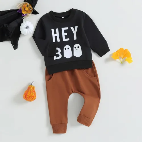Vista 47 de Karwuiio Conjunto de disfraz de Halloween para bebé, sudadera de manga larga y pantalones para otoño