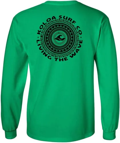 Vista 14 de Koloa Surf - Camiseta de algodón de manga larga con logotipo de círculo tribal para hombre, talla regular, grande y alta Azul acuático/logotipo