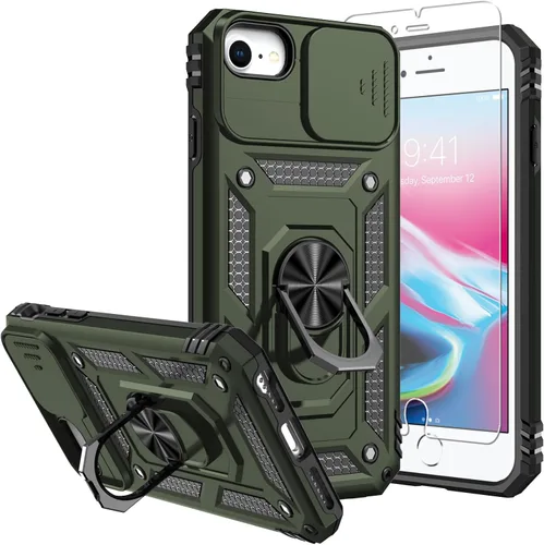 Vista 7 de Funda para iPhone SE 2022/3rd/2020 8/7, con protector de pantalla y funda para cámara, [grado militar] de 16 pies. Funda protectora a prueba de Azul