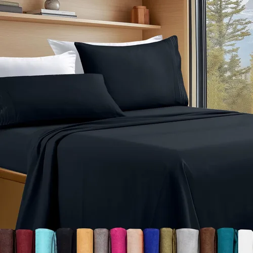 Vista 73 de Elegant Comfort - Juego de sábanas de lujo de 4 piezas - Ropa de cama de lujo de 1500 hilos, calidad de hotel prémium, microfibra, resistente a