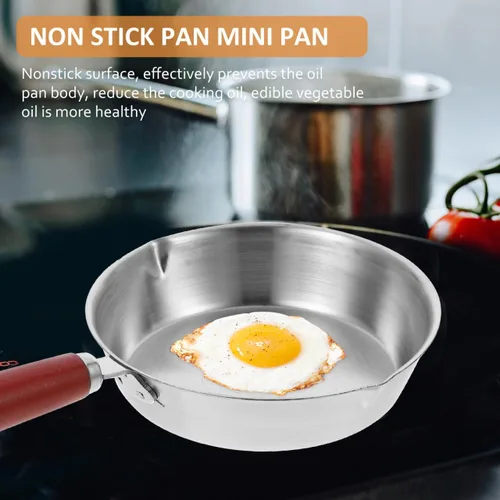 Vista 5 de SHOWERORO Sartén para casa de muñecas, mini sartén para huevos, mini muebles de casa, accesorios de cabina de fotos para bricolaje, accesorios