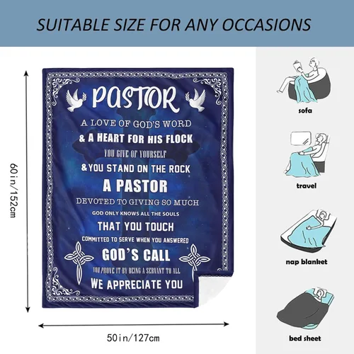 Vista 7 de Amonee-YL Regalos de agradecimiento para pastores, regalos para pastor, manta de pastor de 50 x 60 pulgadas, regalo para pastores para hombres