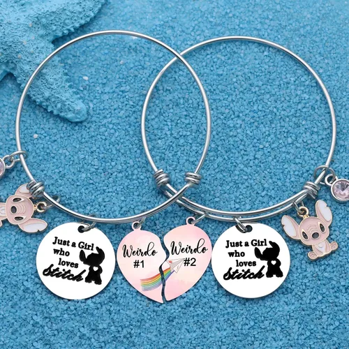 Vista 3 de Ketaki 2 pulseras Weirdo 1 Weirdo 2, mejor amiga, regalos para niñas y mujeres, cumpleaños, Navidad, graduación, amistad, joyería con dije de Just A