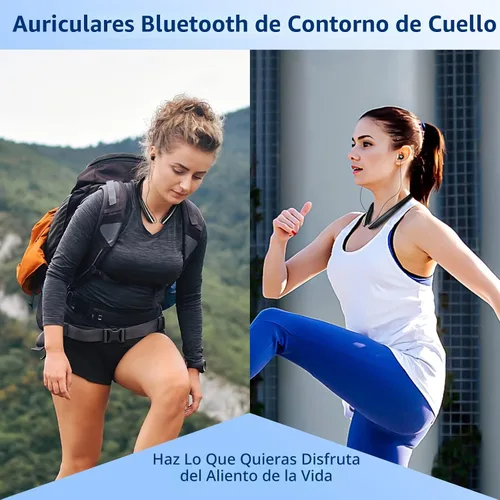 Vista 6 de Auriculares Bluetooth inalámbricos con banda para el cuello, auriculares retráctiles automáticos con 24 horas de reproducción, auriculares