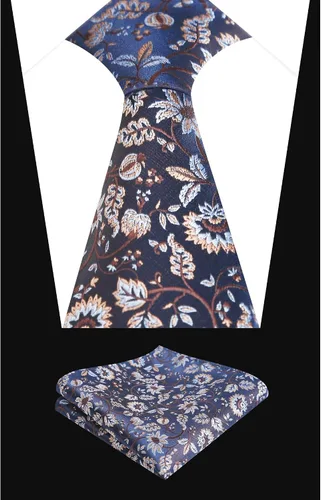 Vista 56 de Alizeal Mens 3.15inches Leaf Flower Pattern Tie with Floral Pocket Square Set