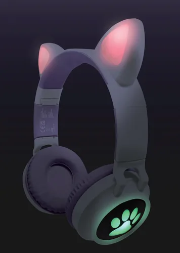 Vista 4 de LEXiBOOK - Auriculares inalámbricos recargables 2 en 1 con luces - Sonido estéreo, inalámbrico con cable, plegable, ajustable, luces LED - HPBTKT