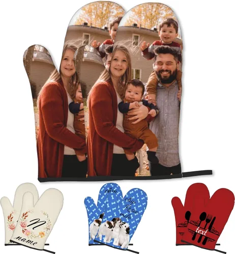 Vista 23 de Manoplas de horno personalizadas con nombre y foto, resistentes al calor y a la intemperie, para amigos y familia, como regalo de cocina, horneado