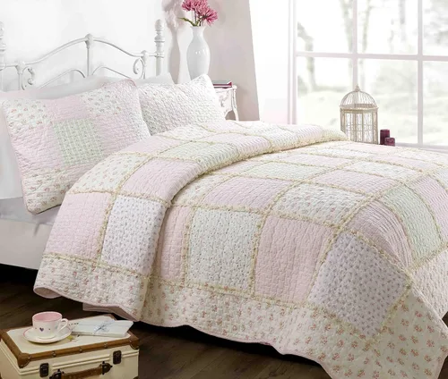 Vista 7 de Cozy Line - Juego de edredón de rayas verdes lavanda y puntos morados, 2 piezas, 100% algodón, reversible, para todas las estaciones, con fundas