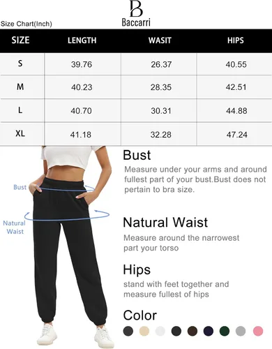Vista 6 de Baccarri Pantalones deportivos casuales de forro polar para mujer, cintura alta, con parte inferior de cincha, pantalones deportivos holgados