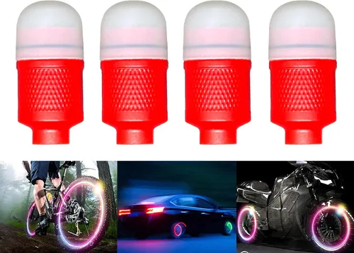 Vista 8 de Paquete de 4/8 luces LED para rueda de bicicleta, tapones para válvulas de neumáticos de automóvil, tapas de vástagos de bicicleta, motocicleta