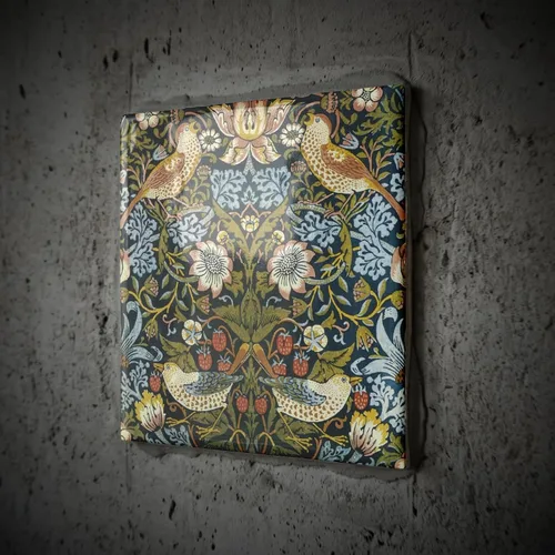 Vista 2 de 3dRose William Morris Strawberry Thief Pattern - Azulejo de cerámica (4 pulgadas)
