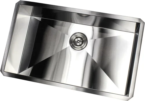 Vista 4 de Zero Radius - Fregadero de cocina de acero inoxidable de calibre 16 duradero de calibre 16 con colador de cesta elevable (30 pulgadas)