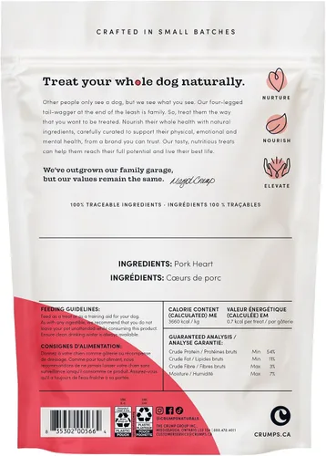 Vista 2 de CRUMPS NATURALS Mini Trainers - Corazones de cerdo liofilizados, 1.9 onzas, golosinas para perros