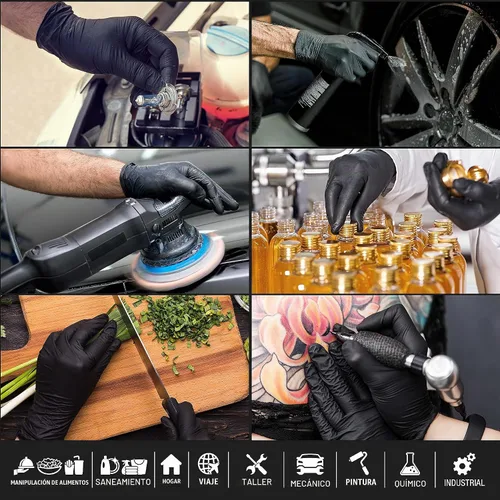 Vista 6 de Dura-Gold - Guantes desechables de nitrilo HD negro, 6 milésimas de pulgada - Sin látex, sin polvo, agarre texturizado