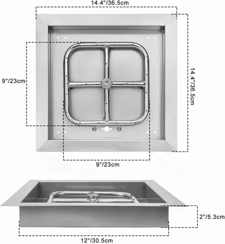 Vista 3 de Onlyfire - Ensamblaje de anillo y bandeja de quemador redondo de acero inoxidable, Entrega 304 Stainless Steel Drop-in Gas Fire Pit Insert for