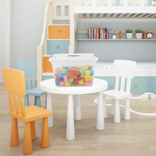 Vista 8 de Paquete de 6 cajas de plástico transparente con tapas, 10 L Diseño transparente, apilable y portátil, ideal para ropa, documentos y pequeños