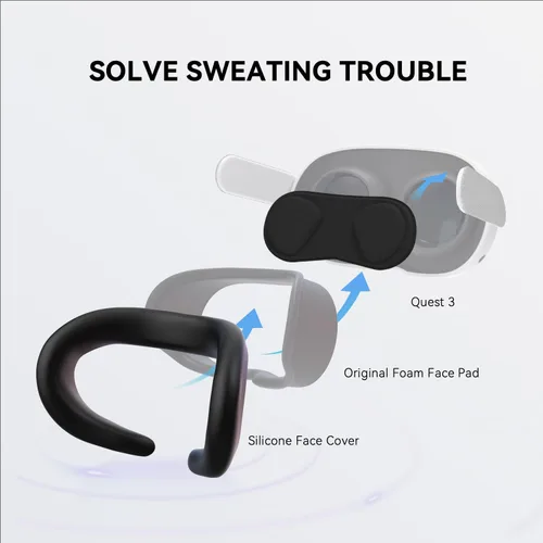Vista 2 de MOJOXR Silicone Face Cover, Clear Shell Cover, Lens Cover and Upgraded Controller Grip Cover Compatible with Quest 3