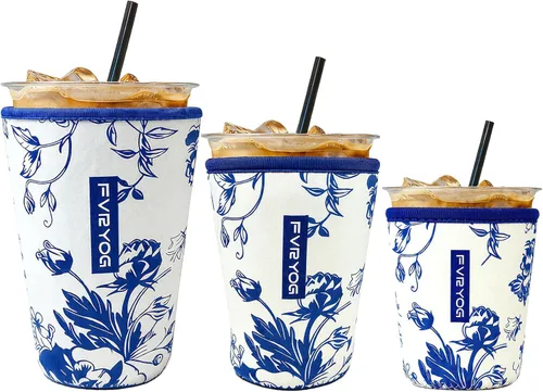 Vista 109 de Fundas de neopreno reutilizables aisladas para café helado, fundas para tazas de café helado, fundas para bebidas heladas y calientes