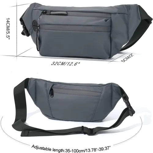 Vista 4 de Riñonera negra para hombres y mujeres, bolsa cruzada de moda para viajar al aire libre, A1-gris, Moda
