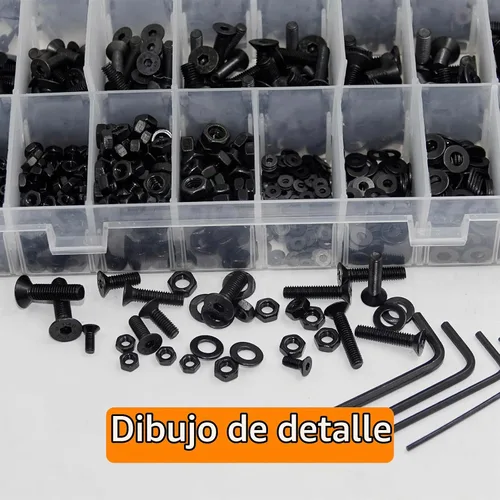 Vista 5 de 1715Pcs M2 M3 M4 M5 Screw Kit - 3D Printer Mini Screw, Allen Head/Flat Head/Countersunk Bolt/Screws, Metric Bolts Assortment, Black Nuts and Bolts
