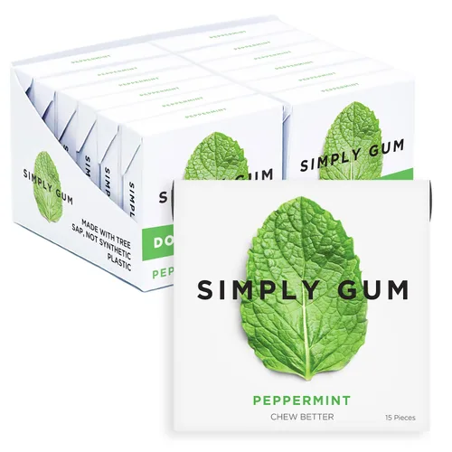 Vista 25 de SIMPLY Gum Canela, goma de mascar natural sin plástico, paquete de 6 (90 piezas) Vegano, Kosher, sin OGM, sin aspartamo y sin sorbitol