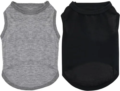 Vista 6 de Paquete de 2 camisas para perros, camisa lisa para perros y niñas, ropa de algodón para mascotas, apta para perros y gatos pequeños, extra pequeños