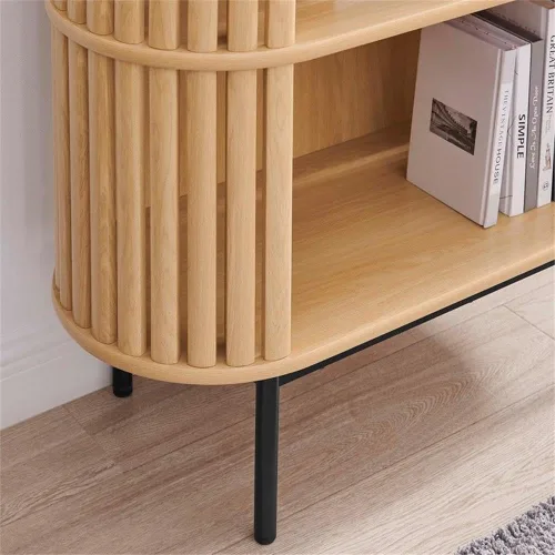 Vista 7 de Modway Fortitude - Estantería de tres niveles con almacenamiento abierto, color roble