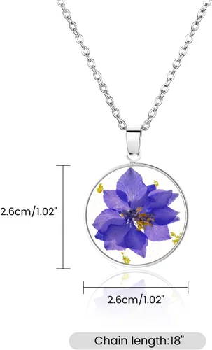 Vista 71 de Pressed Flower Necklace Gift for Women Personalized Handmade Necklaces Birth Flower Necklace