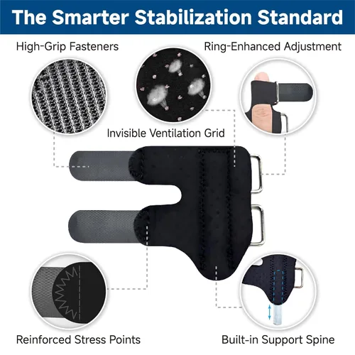 Vista 3 de SUNBURST Férula para dedos: gatillo ajustable para dedos pulgar, índice y medio, fácil ajuste con una sola mano, transpirable y reutilizable