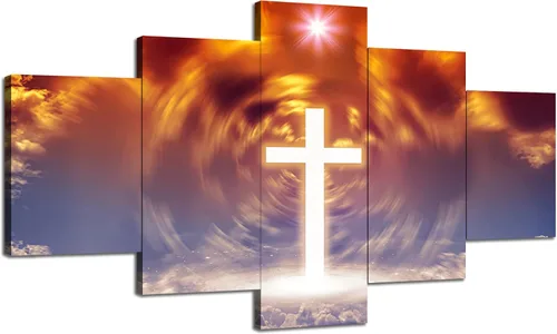 Vista 64 de Arte de Pared Cristiano Símbolo Religioso Cuadro Enmarcado Pintura de Cruz de Cristo Cruces Decoración de Pared Impresión en Lienzo de Cruz Póster