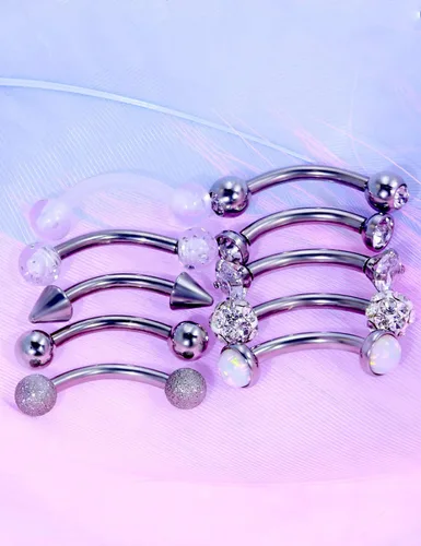 Vista 2 de Jenxnjsjo Piercing para cejas, 0.63 onzas, 0.630.390.39 pulgadas, joyería para mujer, diseño de labret vertical, labio, barra curvada, aretes