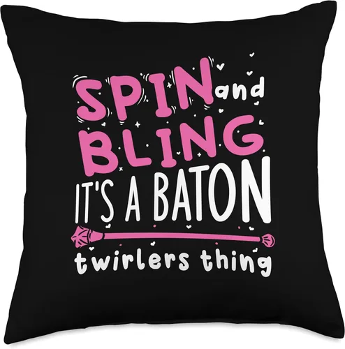 Vista 4 de Funny Majorette Baton Spinning Twirler Gift Spin and Bling It's A Baton Twirling Thing - Almohada de 16 x 16 pulgadas, multicolor