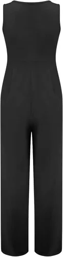 Vista 5 de Mameluco de hombro descubierto con estampado floral para mujer casual sin tirantes pantalones de pierna ancha traje de conserje para mujer negro L