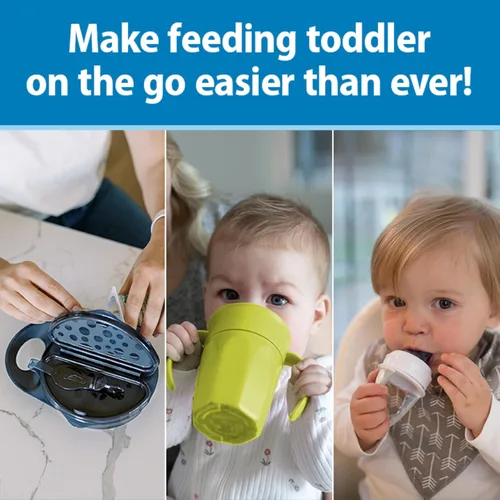 Vista 3 de Dr. Brown's Juego de iniciación de alimentación para niños pequeños, paquete de viaje con taza de entrenamiento sin boquilla Cheers360 con asas