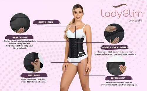 Vista 6 de Lady Slim Fajas Colombianas Reductoras Y Moldeadoras para mujer, entrenamiento de cintura de látex bajo el busto, moldeador de cuerpo para mujer