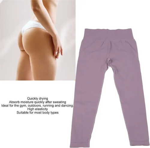 Vista 5 de Women High Waisted Yoga Pants, Butt Lifting Elastic Sports Leggings with Fast Drying, Perfect Fitting, for Gym, Running, Yoga, Purple