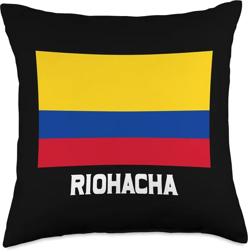 Vista 4 de Riohacha Colombia Flag Emblem Escudo Bandera Crest Throw Pillow