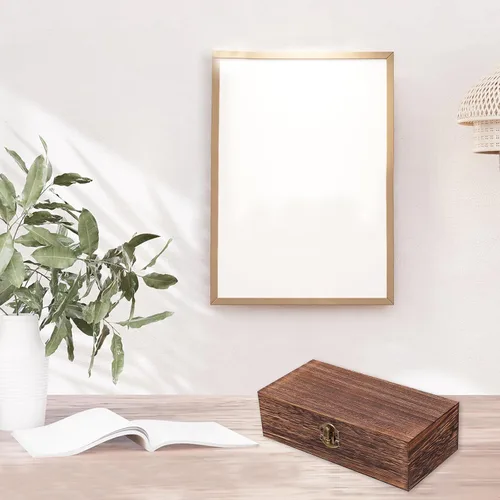 Vista 6 de 2 piezas de cajas de madera con tapa con bisagras, caja de madera pequeña, caja de madera vintage, caja de almacenamiento de madera, cajas