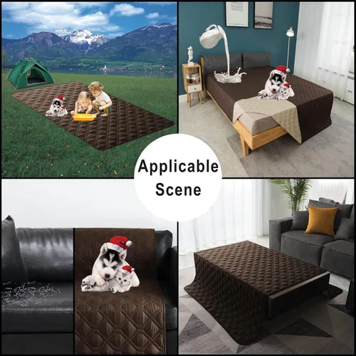 Vista 6 de Funda de Cama 100% Impermeable para Perro 30 x 70 pulgadas Reversible Reutilizable Tapete de Campamento para Niños/Mascotas/Perros/Gatos Lavable