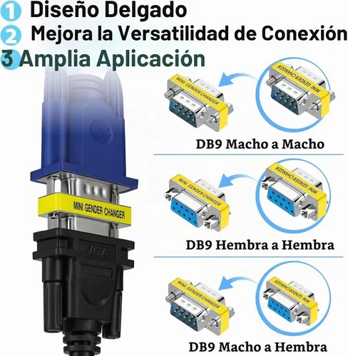 Vista 2 de Cyberguys! Adaptador DB9, paquete de 3, juego de cambiadores de género