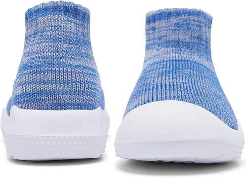 Vista 4 de MORENDL Zapatos de calcetín para caminar para bebé, 2 pies pequeños, pantuflas para niños pequeños, niñas y niños, suela suave, antideslizante