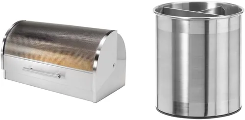 Vista 11 de Oggi Panera con tapa enrollable de acero inoxidable para encimera de cocina con tapa de vidrio templado - Se adapta a múltiples hogazas grandes