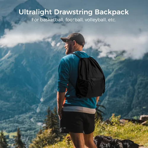 Vista 7 de pack all Mochila con cordón, bolsa de gimnasio deportiva resistente al agua, bolsa de entrenamiento ligera con bolsillo impermeable con cremallera