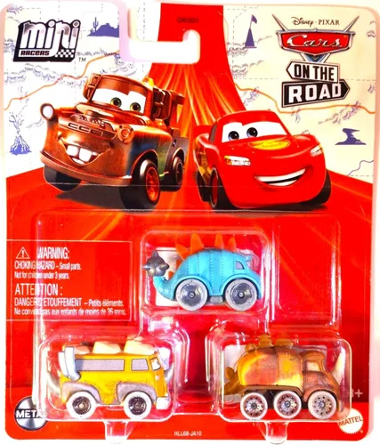 Vista 2 de Disney Cars Paquete de 3 Mini Racers (Erin Kindafast, gris, Mater)